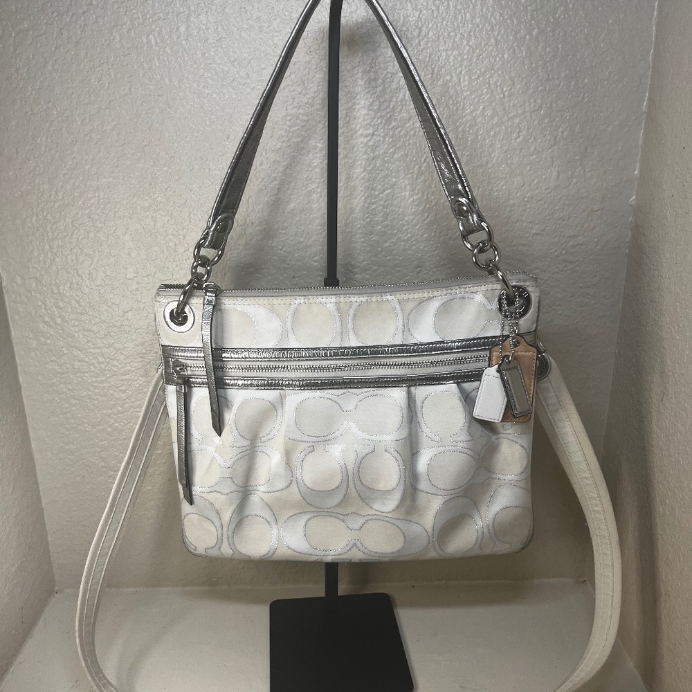 Coach Poppy Metallic Signature C's Sateen Jacquard Tote 19131